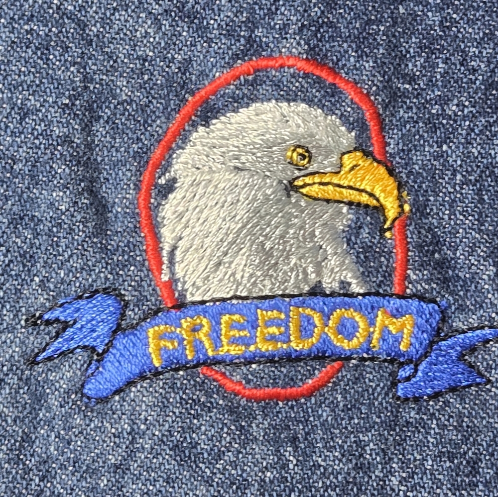 The Original Blue Jean Tie Company.  Denim Tie with Eagle Embroidery 100% Cotton